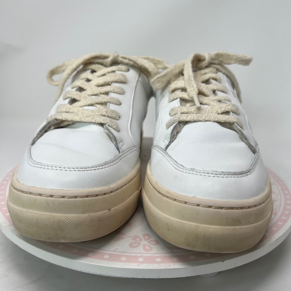 SAM EDELMAN Wess Sneaker Women 10 White Leather Faux Shearling Platform Low Top - Picture 8 of 13